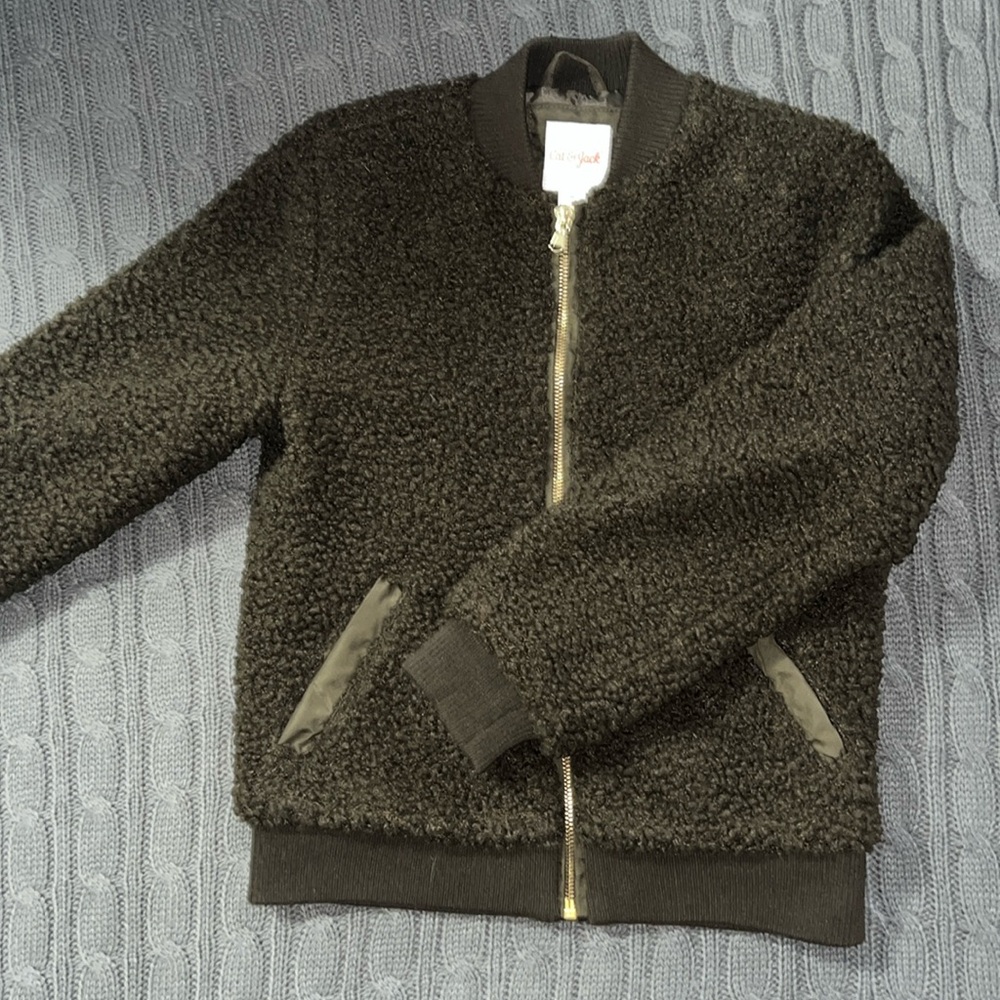 Jacket, gold zipper, olive green